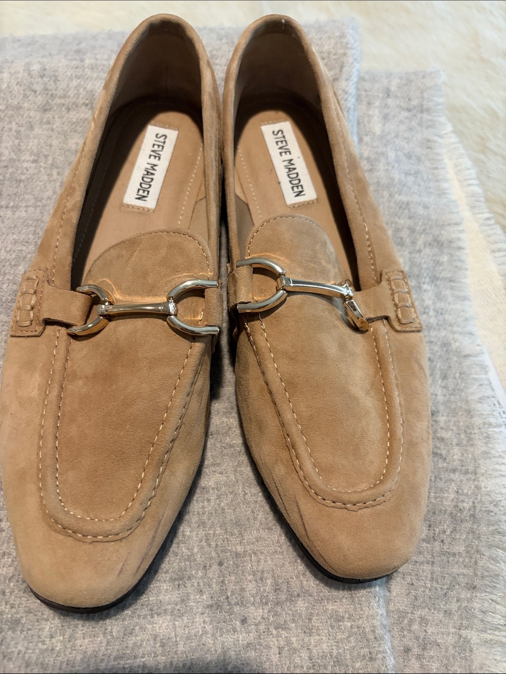 Steve Madden Tan Suede Bit-Front Loafers